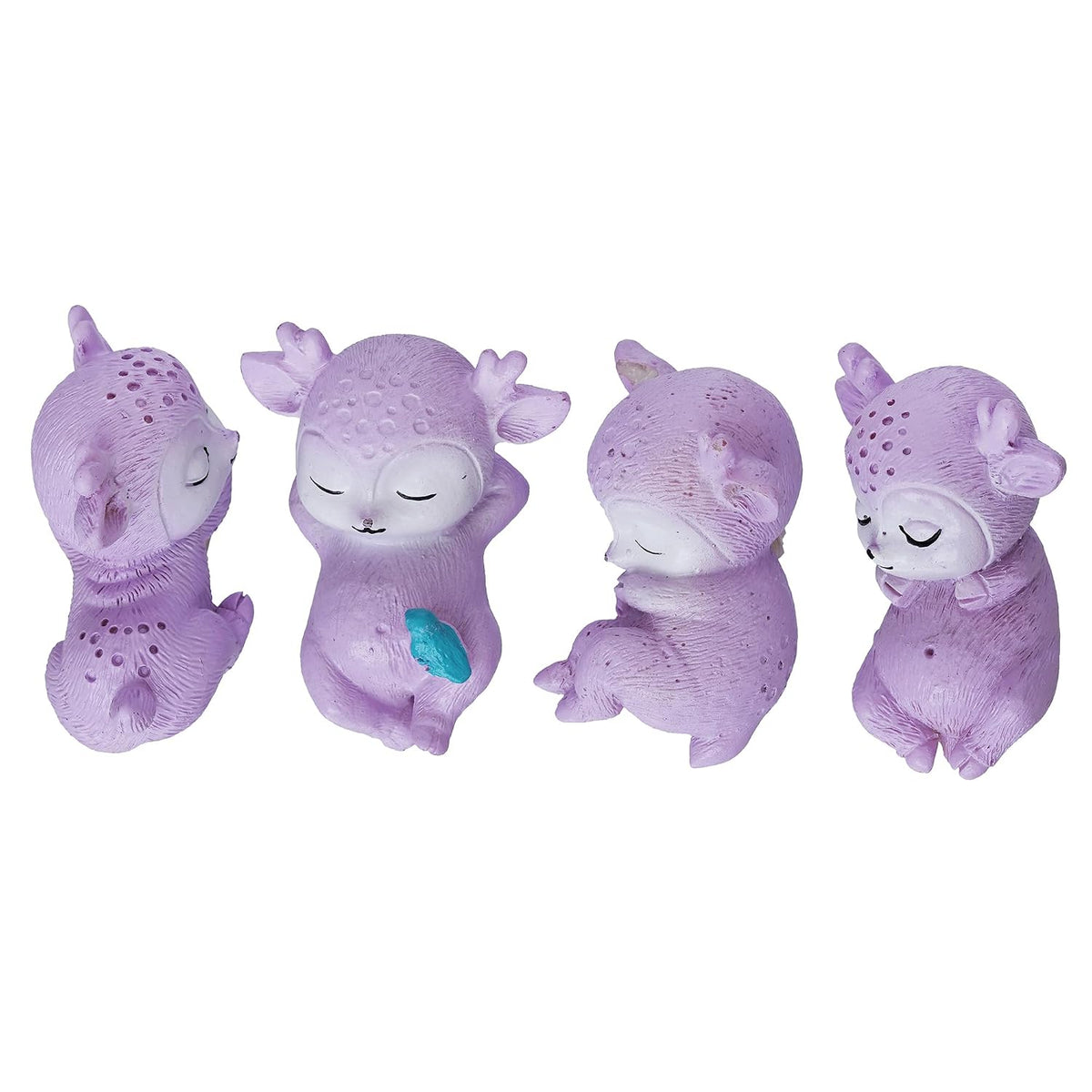 Set of 4 Miniature Cute Sleeping Deer Statues Animal Figurines Decorative Showpiece (Resin) Home Decor Valentine Gift for Girlfriend Boyfriend Husband Wife Valentine Day Decoration Items