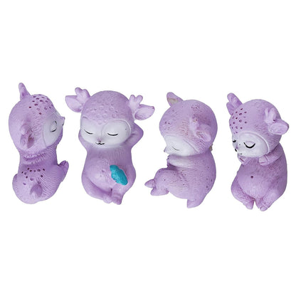 Set of 4 Miniature Cute Sleeping Deer Statues Animal Figurines Decorative Showpiece (Resin) Home Decor Valentine Gift for Girlfriend Boyfriend Husband Wife Valentine Day Decoration Items