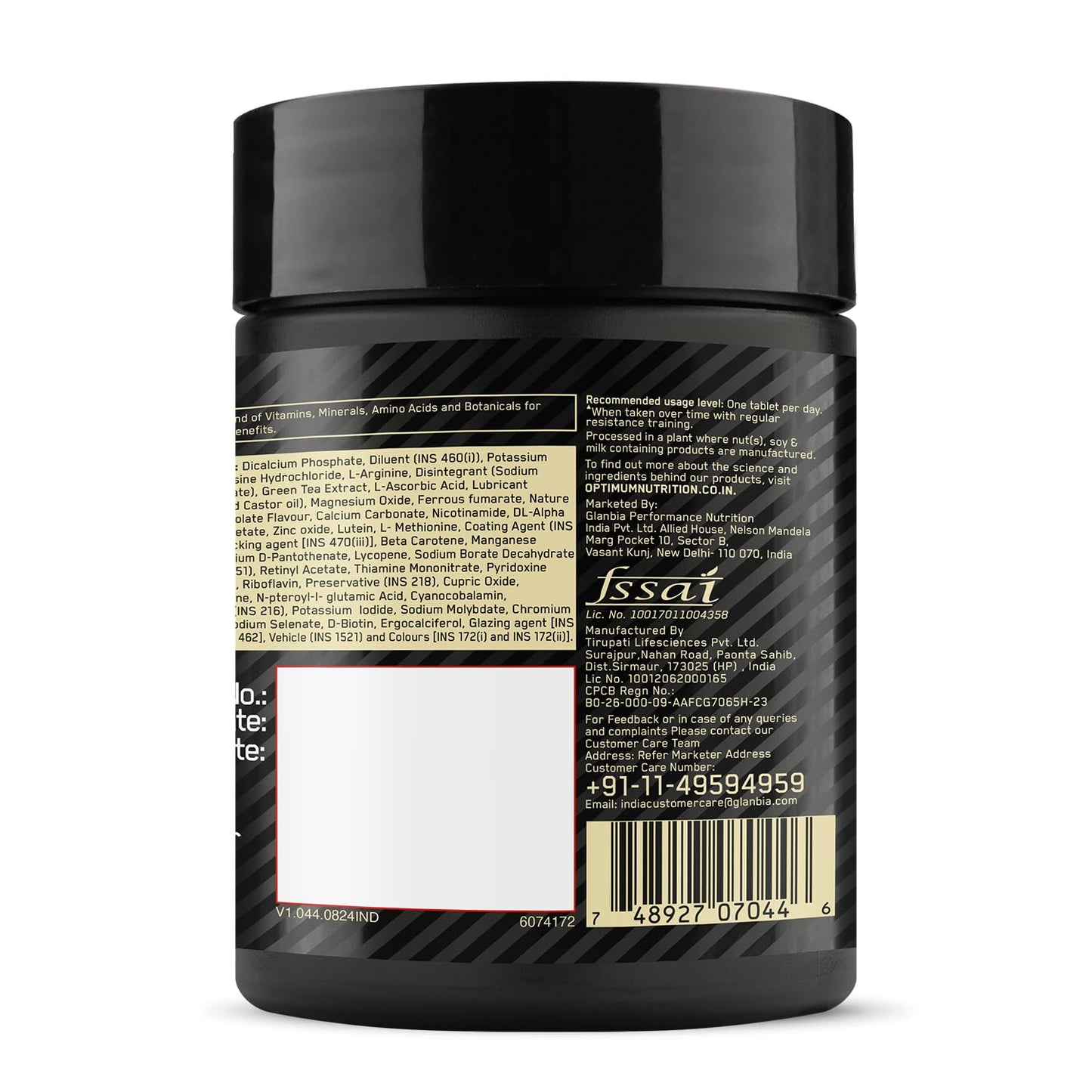 Optimum Nutrition (ON) Multivitamin for MEN– 60 Tablets, 26 Vitamins & Minerals, Amino Acids & Anti-Oxidants (Green Tea Extract, Beta Carotene, Lutein, Lycopene). Vegetarian.