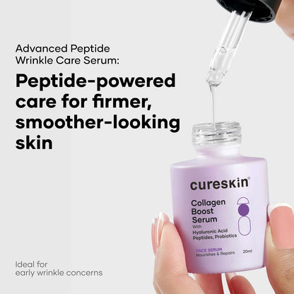 Cureskin Collagen Peptides for Women | Collagen Boost Hyaluronic Acid Serum | Plumps & Repairs with Hyaluronic Acid, Peptides and Probiotics