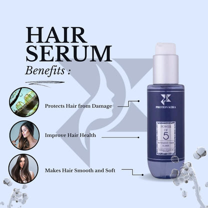 PROTEIN-KERA 5 Oils Hair Elixir Serum 100ML Blend Of Five Noble Oils With Antioxidant Agents, Provides Shine Softness Strength And Nourishment- Pack Of 1