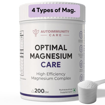 Autoimmunity Care Optimal Magnesium Care – 4-in-1 Magnesium Complex with B6 | Magnesum Glycinate, Citrate, Malate & Oxide | Supplement for Sleep, Stress, Muscle Cramps, Bones & Nerves | 200 gm (50 Servings)