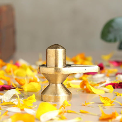 Brass Shivling Idol for Pooja & Home Temple | Sacred Shiva Ling Brass Murti for Spiritual Decor & Gift (Design08: L5 x W3 x H4 cm)