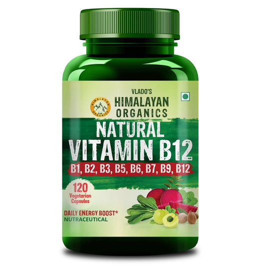 Vlado's Himalayan Organics Plant Based Vitamin B12 Supplement | B1,B2,B3,B5,B6,B7,B9,Moringa| Boost Energy Level | For Memory, Brain, Heart & Nervous System Support | B12 supplement for Men & Women - 120 Veg Capsules
