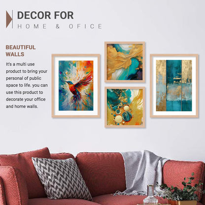 Premium Digital Paintings with Frame for Home Decoration - Painting for Living Room Bedroom Office - Painting for Wall Decoration - Pack of 4 (I)