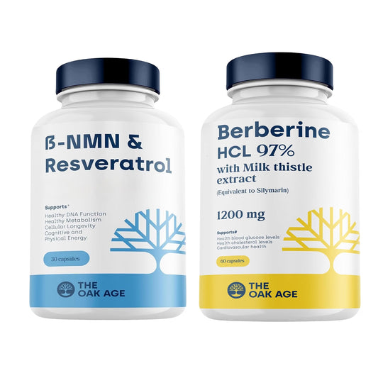 The Oak Age NMN + Resveratrol & Berberine Bundle | Supports Cellular Energy, Blood Sugar Balance & Metabolic Health | Non-Stimulant Daily Supplement Stack
