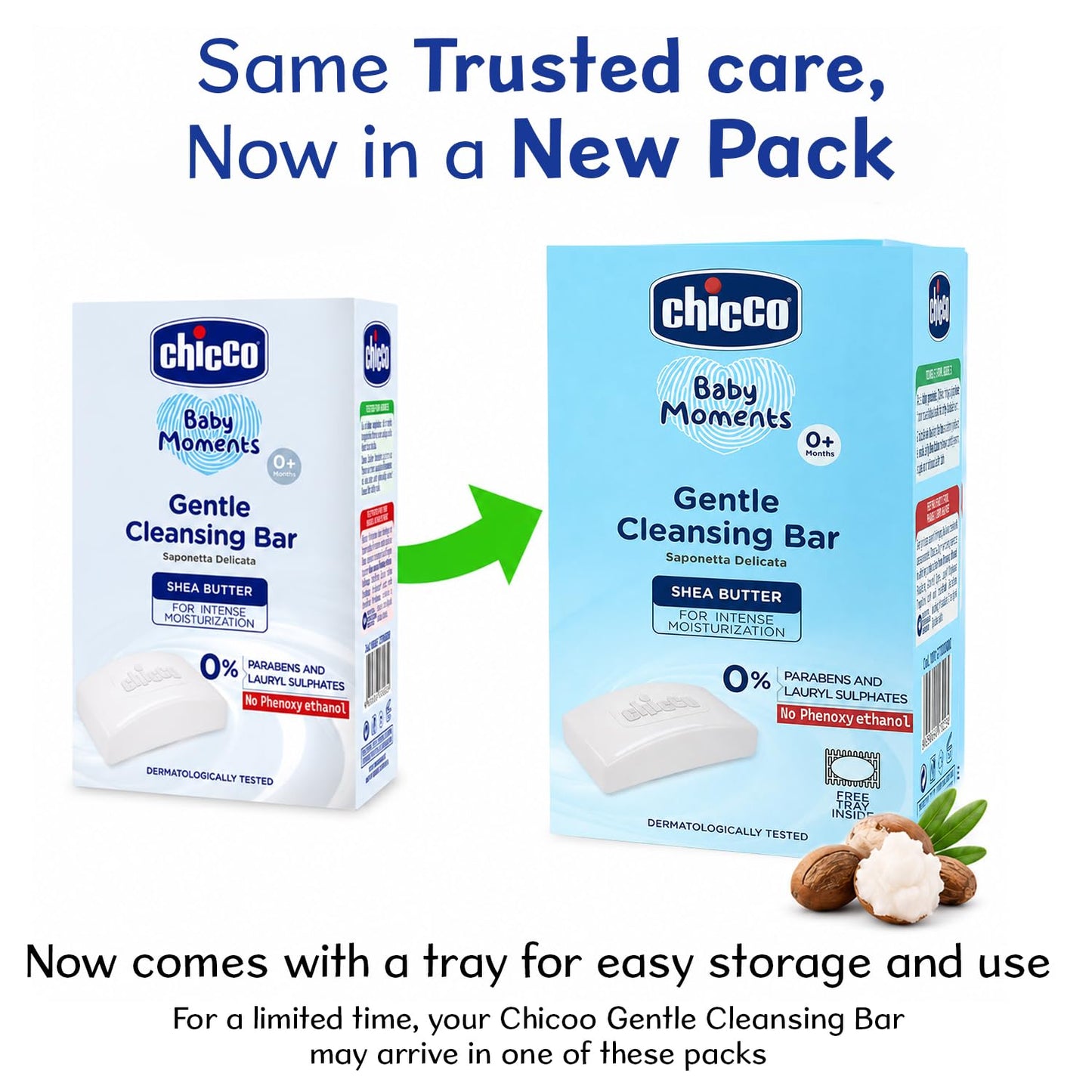 Chicco Baby Moments Gentle Cleansing Bar with Goodness of Shea Butter for Intense Moisturization 100g