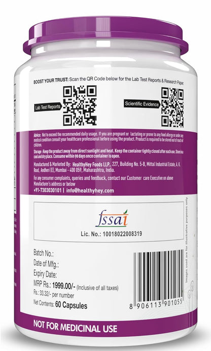 Zephivo HealthyHey Nutrition Probiotics 50 Billion CFU Multi- Strains, 60 Veg. Capsules, Targeted Release Technology, Stomach Acid Resistant, No Need for Refrigeration, Non-GMO, Gluten-Free
