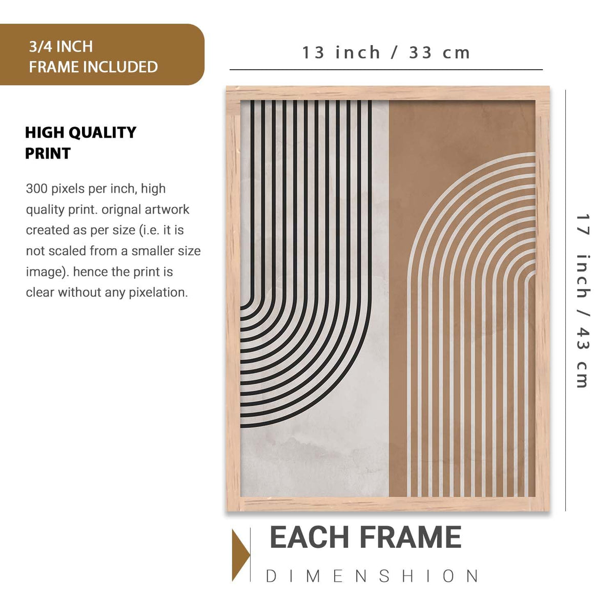 Boho Wall Art Home Decoration Paintings With Frame For Living Room Bed Room Hotel Wall Decor Digital Reprint Set of 3 (13x17 inch)