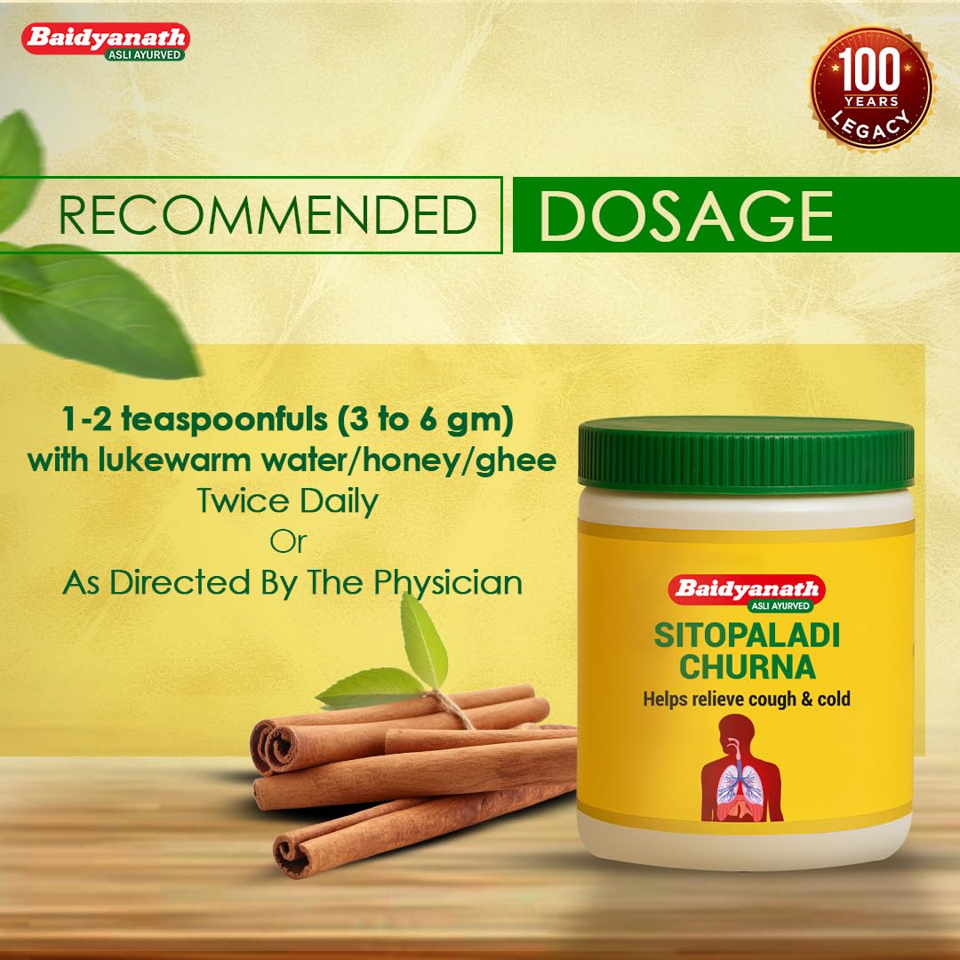 Baidyanath Sitopaladi Churna – 50g | Cough & Cold, Sore Throat & Digestive Wellness | Relief Chest Congestion & Nose Block |