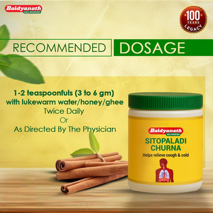 Baidyanath Sitopaladi Churna – 50g | Cough & Cold, Sore Throat & Digestive Wellness | Relief Chest Congestion & Nose Block |