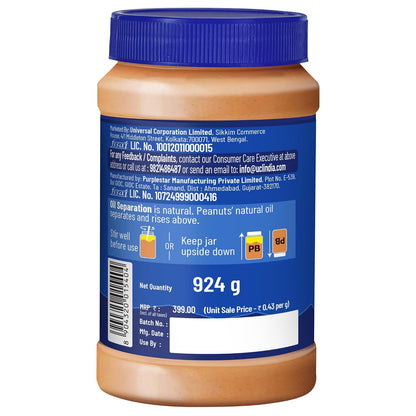 DiSano Classic Peanut Butter Crunchy, 924g, 25g Protein, Roasted Peanuts, Ideal for Pre & Post-Workout, Healthy Spread for Breakfast & Snacking