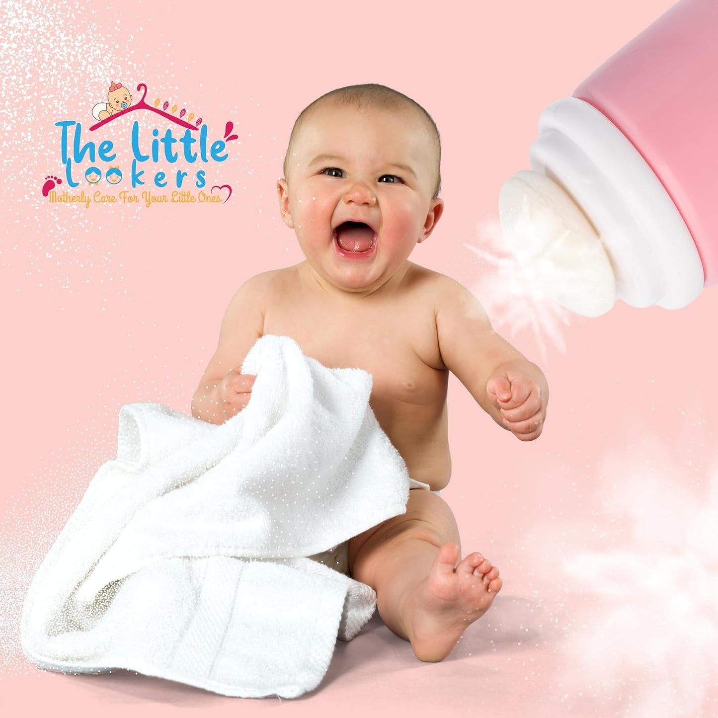 THE LITTLE LOOKERS Baby Powder Puff|Baby Powder Puff With Box|Powder Puff With Box Holder Container|Powder Puff For Babies|Puff Powder Box (Pink),1 Count