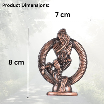 Shree Krishna with Bansuri Artistik Mukharvind Idol for Car Dashboard – Copper Finish Krishna Ji Murti Decorative Mukharvind Showpiece (S992-CPR)