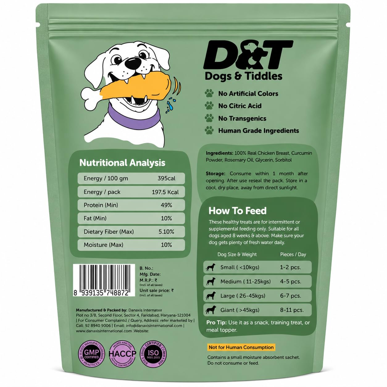 Dogs & Tiddles Tender Chicken & Herbs Jerky Dog Treats for Puppies & Adult Dogs, 70g | Soft & Chewy High-Protein Dog Snacks | Grain-Free Training Treats| Easily Digestible and Healthy
