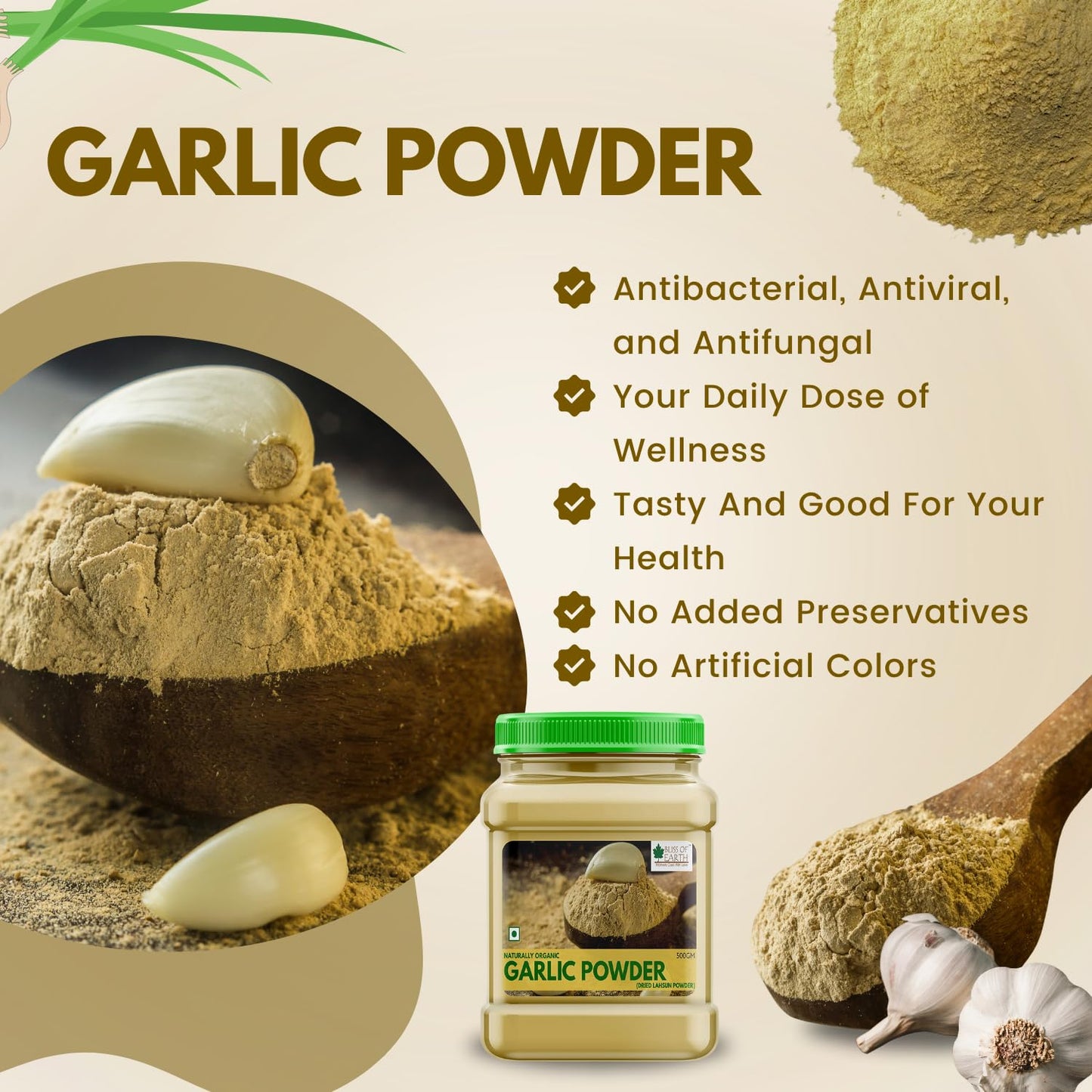 Bliss of Earth Garlic Powder 500gm Naturally Organic Dried For Cooking