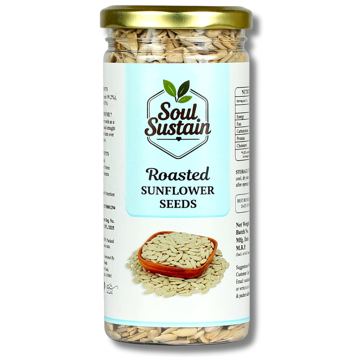 Roasted Sunflower Seeds Snack | Roasted Seeds | Healthy Plant Protein, Fiber & Omega | Gluten Free Vegan Snack for Workout, Travel, School | Sunflower Kernels | Natural Roasted Seeds