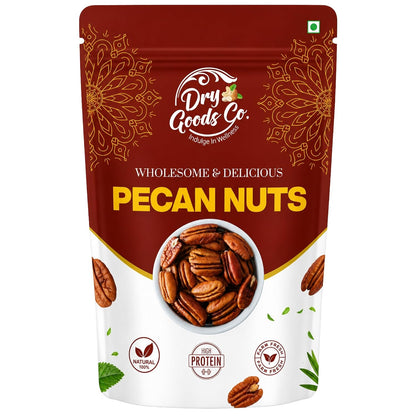 Dry Goods Co. Premium Pecan Nuts | Fresh Crunchy Pecans | Rich Buttery Taste | Healthy Dry Fruit Snack | High Fiber & Nutrient Rich | Ready to Eat Gourmet Nuts