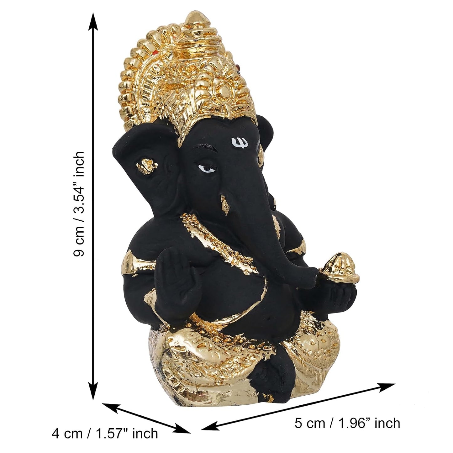 eCraftIndia Black & Golden Blessing Lord Ganesha Idol for Home, Temple, Pooja Room, Office, and Car Dashboard | Divine God Idol Perfect for Diwali, Ganesh Chaturthi, and Birthday Gift Giving