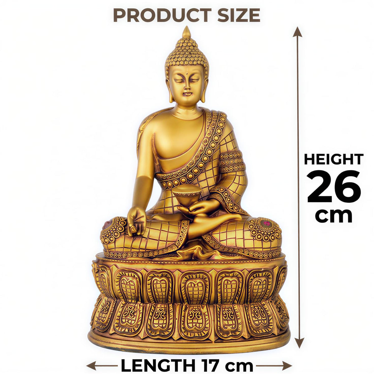 Buddha Statue Showpiece Idol Home Decor Items for Living Room and Gifts (Golden 4)