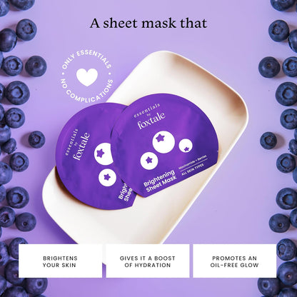 Foxtale Brightening Sheet Mask with Niacinamide and Berries for Bright Skin, Men & Women, 26g