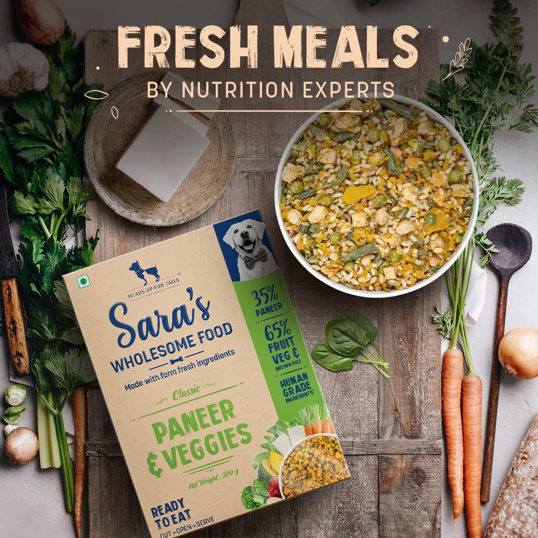 Sara's Wholesome by HUFT Classic Paneer & Veggies Dog Food – 300 gm | Wet Gravy Meal for All Breeds & Life Stages | No Artificial Flavours, Preservative-Free