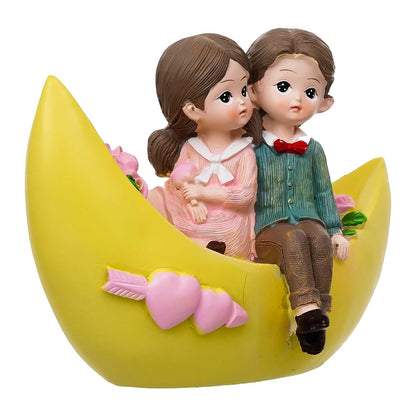 eCraftIndia Romantic Couple Showpiece Sitting on Boat | Valentine Gift for Girlfriend Boyfriend Husband Wife Special Love Her Him | Valentine Day Decoration Items