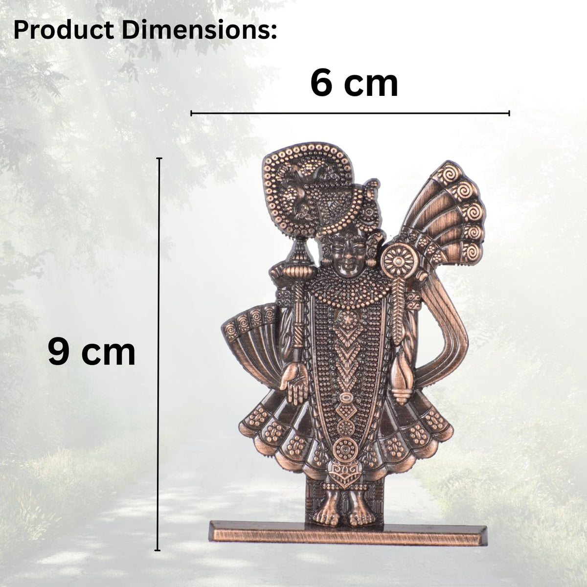 Jay Dwarikadhish Ji Idol for Car Dashboard – Copper Finish Spiritual Krishna Ji Statue for Car, Mandir & Gifting (S980-CPR)