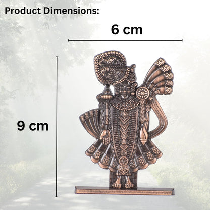 Jay Dwarikadhish Ji Idol for Car Dashboard – Copper Finish Spiritual Krishna Ji Statue for Car, Mandir & Gifting (S980-CPR)