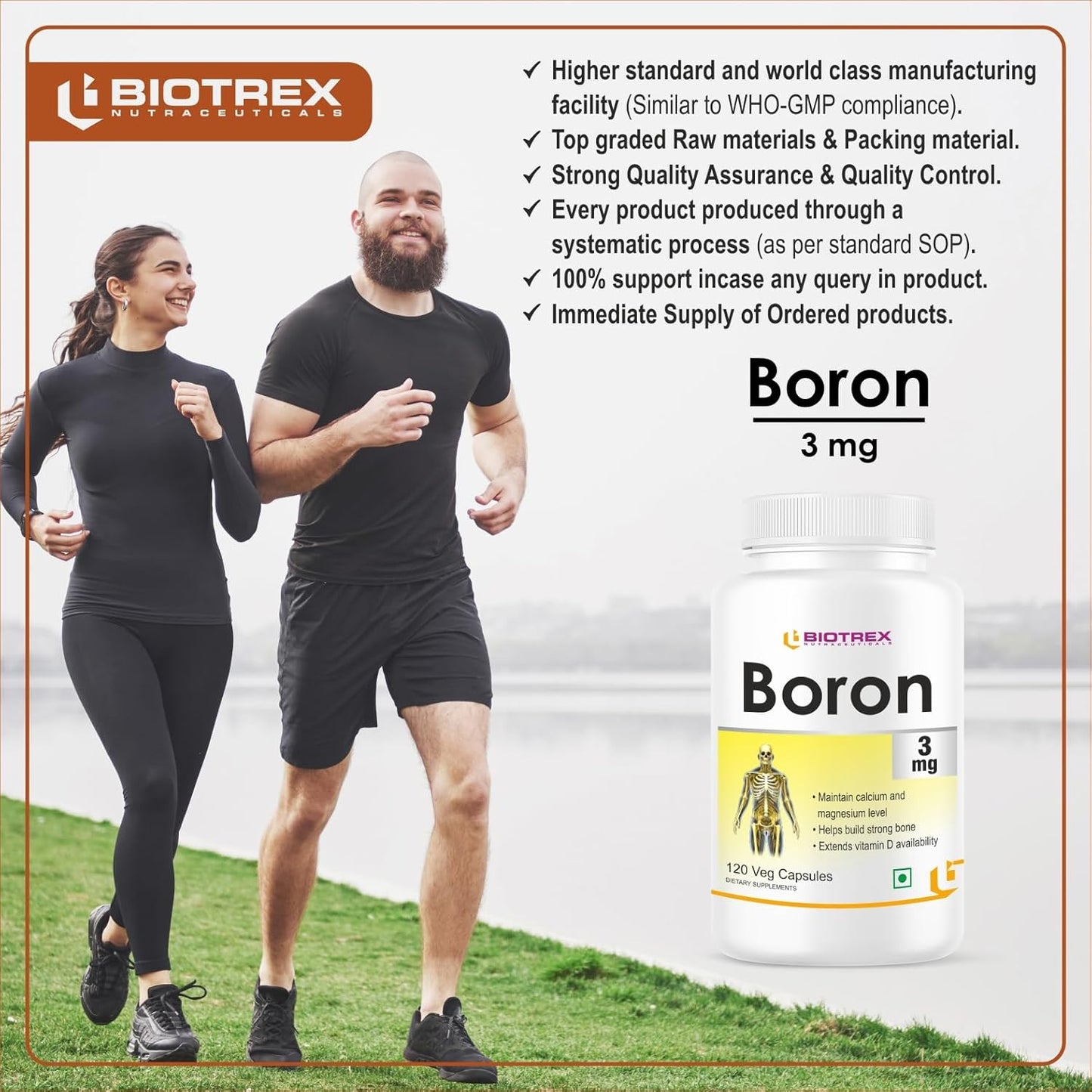 Biotrex Nutraceuticals Boron 3mg | 120 Veg Capsules | Build Strong Bones | Improve Muscle Coordination