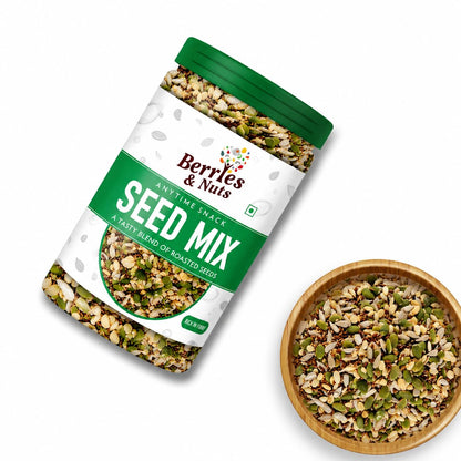 Berries And Nuts Healthy Roasted Seeds Blend | Pumpkin, Sunflower, Chia, Flax, Watermelon, Sesame Seeds | 200 Grams | 1 Bottle of 200 Grams