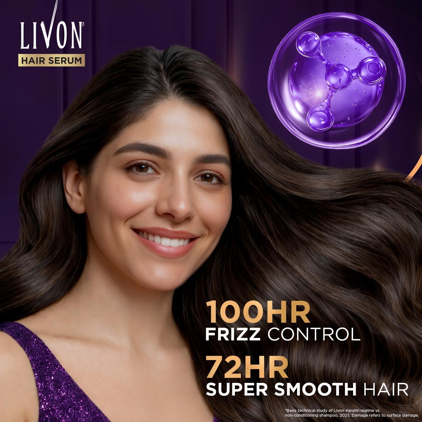 Livon Keratin Hair Serum for Women & Men | Ultra Glossy & Smooth Hair | 48Hr Frizz Control | Hair Serum for Dry, Rough & Damaged Hair | 48ml