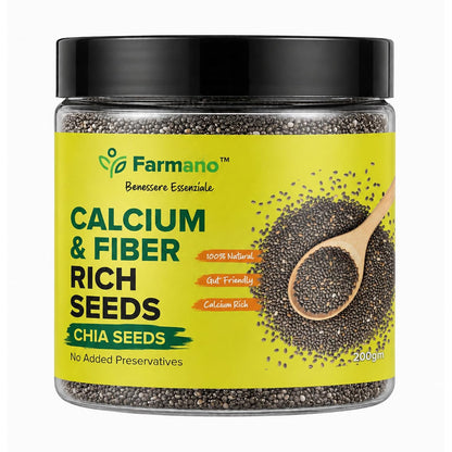Farmano Raw Chia Seeds | High Fiber Superfood | Premium Quality | 200g