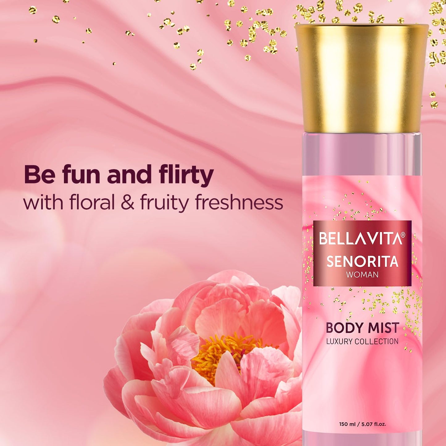 Bella Vita Luxury Senorita Women Body Spray Mist Perfume for Refreshing Floral & pomegranate Long Lasting Fragrance with Mint, 150 Ml
