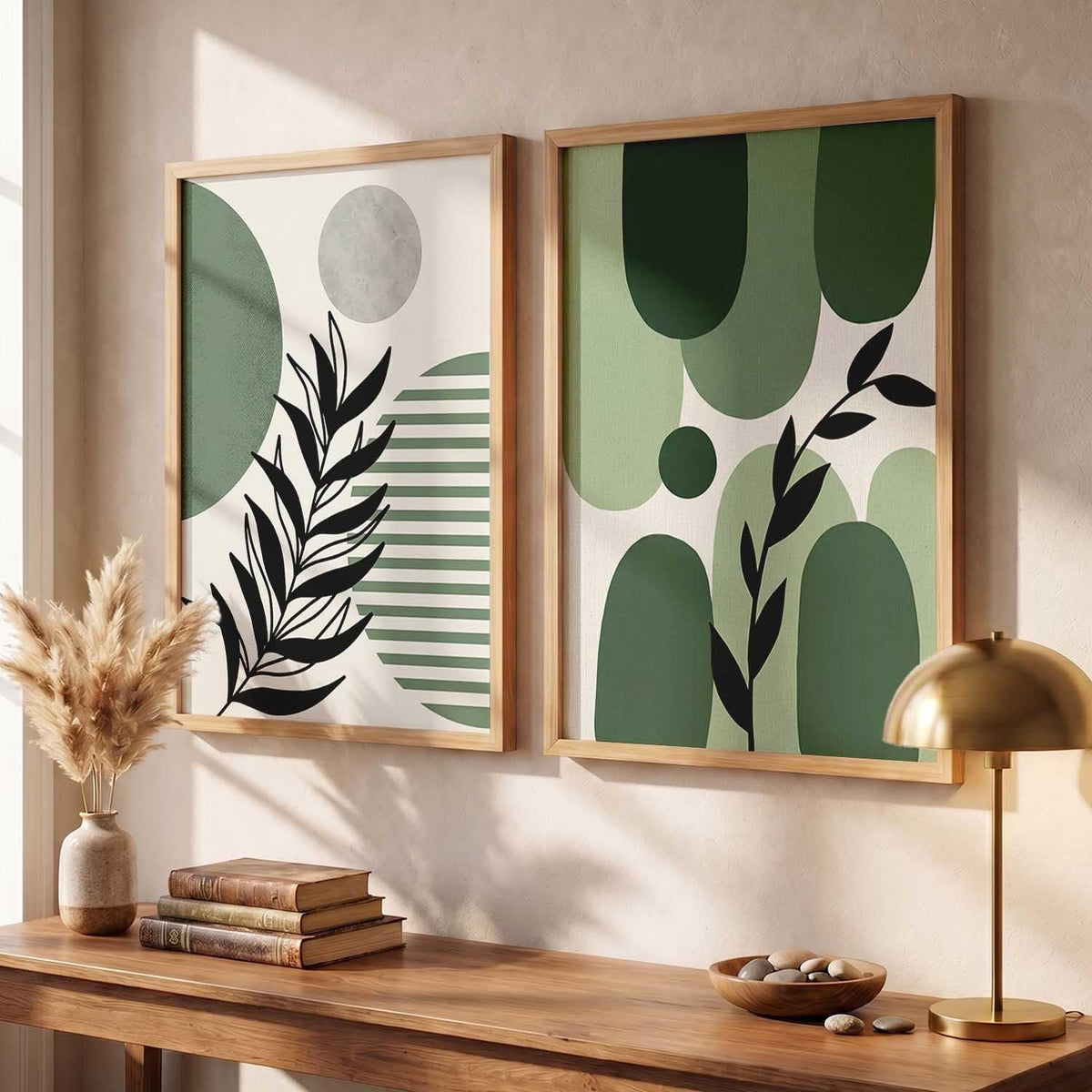 Aesthetic Floral Art Home Decoration | Boho Floral Paintings With Frame For Living Room Bed Room Hotel Wall Decor Digital Reprint Set of 2 (13X17 inch)