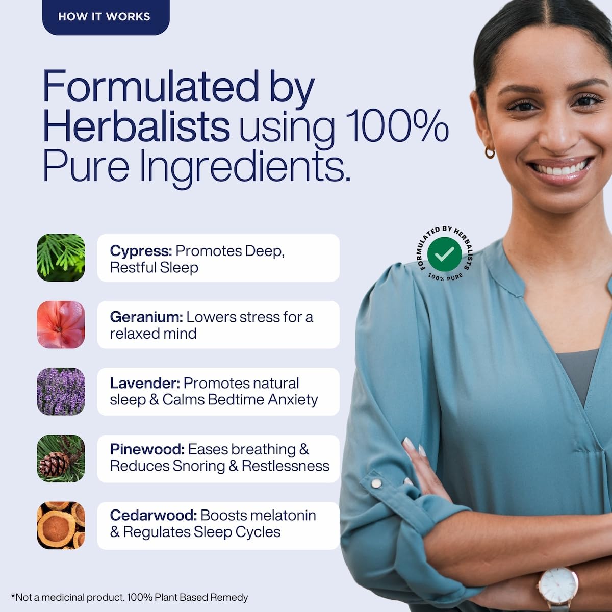 Advertisement featuring a woman with text about herbal remedies and their benefits.