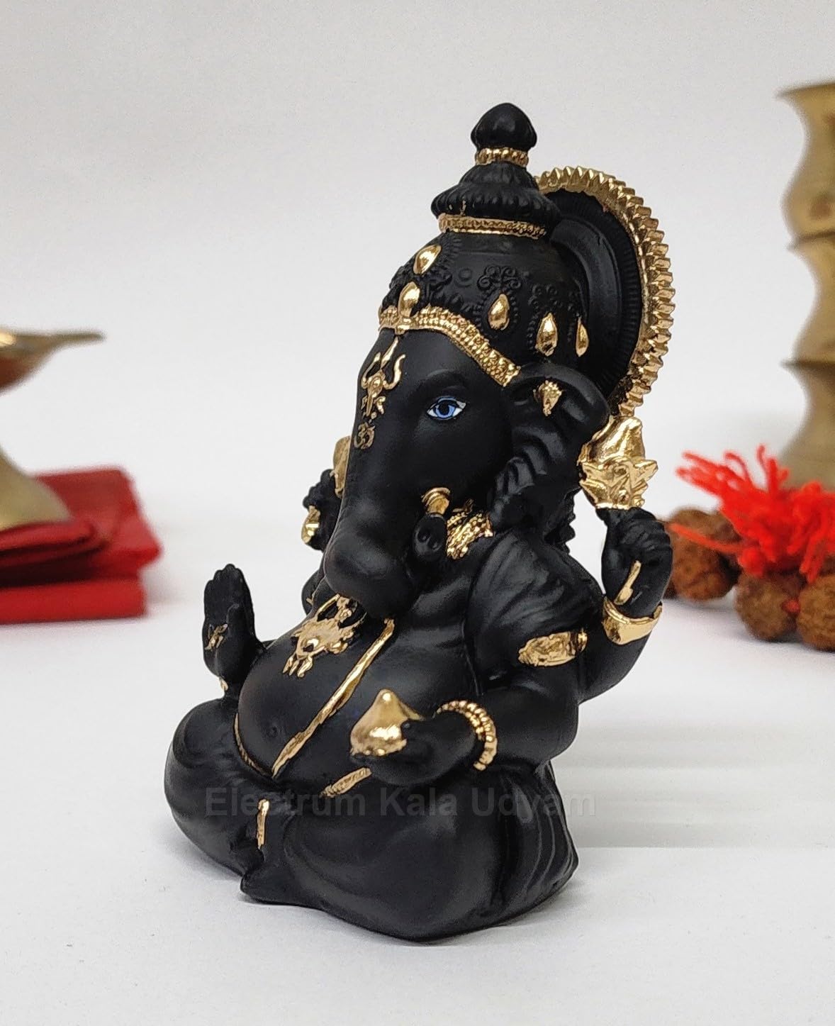 Black Terracotta Vinayagar Ganesha Idol Perfect for Car Dashboard, Office Desk, Home Decor, and Gifting | (BLACKTERRAVINAYGARA 4")