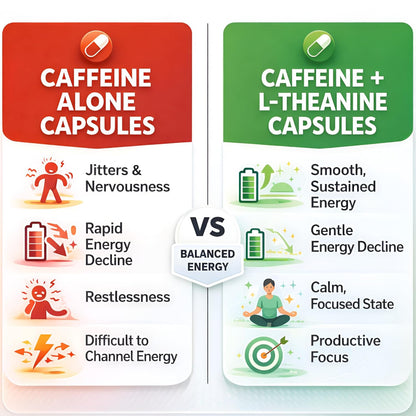 Suplee Caffeine 200mg & L-Theanine 200mg, Focus & Alertness Support, Pre-Workout & Study Aid, 60 Veg Capsules