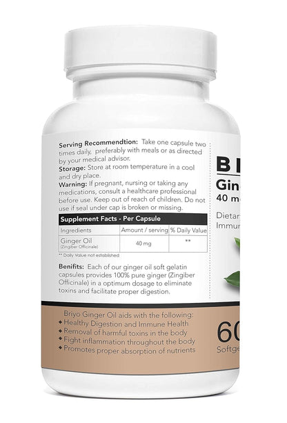 BIOGARMIN ginger oil supplement bottle with label on a white background