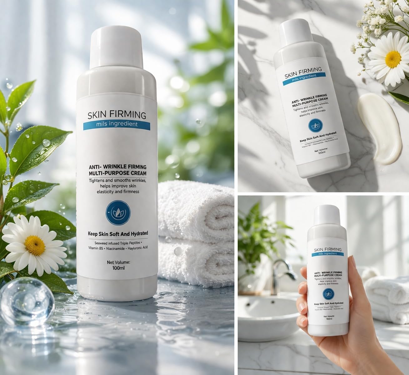 Tightening & Firming Face Cream with Collagen & Peptides | Anti-Aging Moisturizer with Retinol, Niacinamide & Hyaluronic Acid | Reduces Wrinkles & Fine Lines | Hydrating Day & Night Cream 100ml
