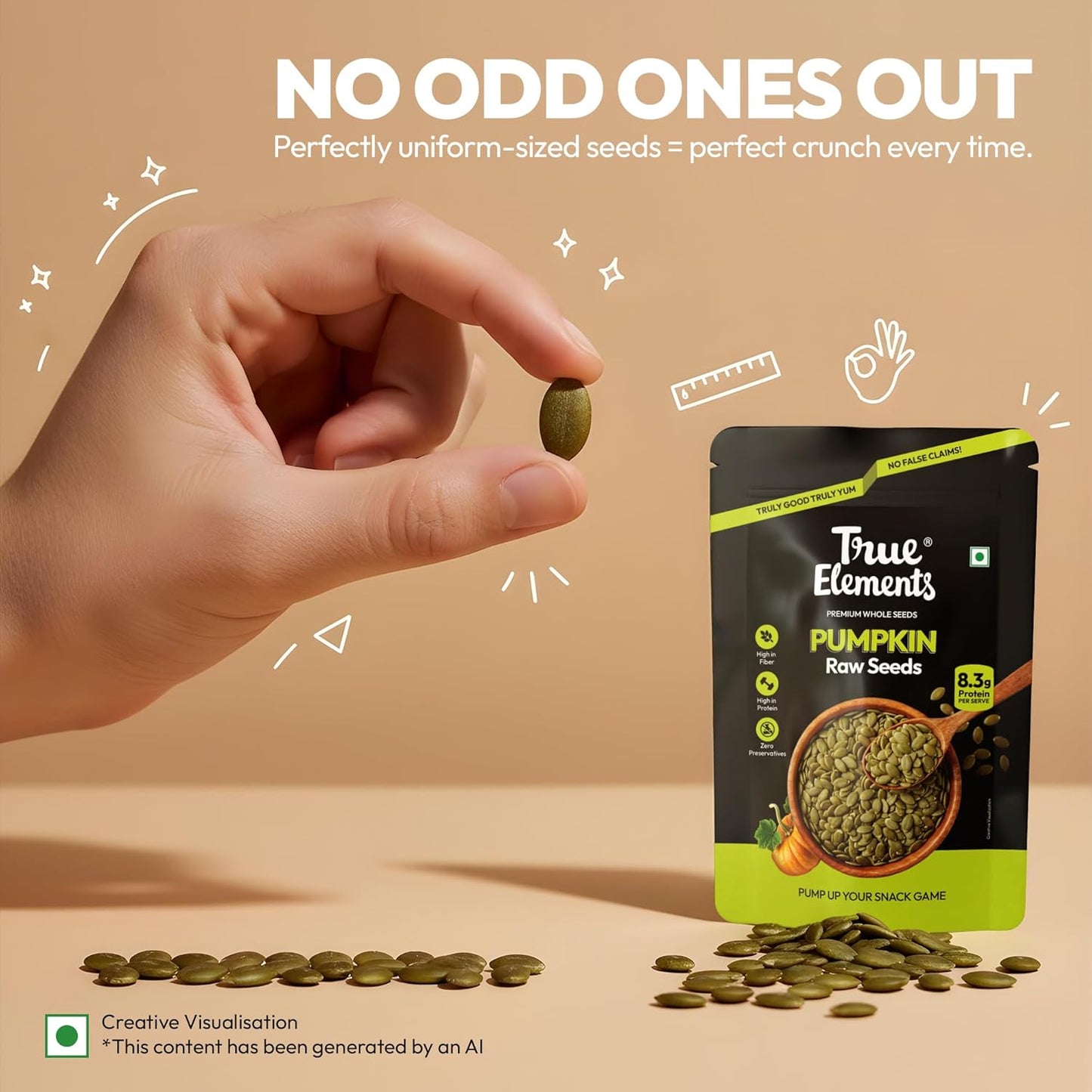 True Elements Pumpkin Seeds 500g - AAA Grade Seeds for Eating | Protein Rich Seeds | Healthy Diet Snacks | Rich in Protein