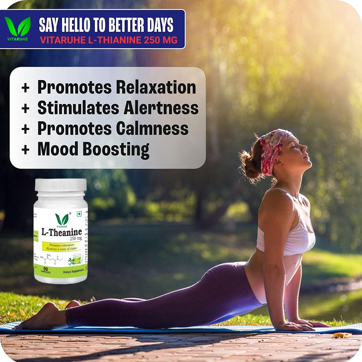 VITARUHE® L-Theanine 250 mg - Promotes a Relaxed State & Healthy Stress Response* -90 Capsules