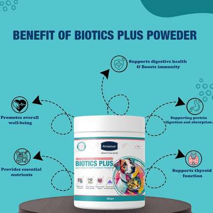 Aniamor Biotic Plus Powder |Gut Health|Pet Supplement|All Life Stage|200gm Jar