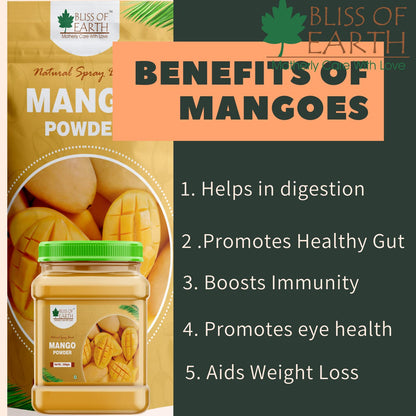 Bliss of Earth 900gm Mango Powder Natural Spray Dried Great for Mango juice | ice cream | Cake | shake king of fruits Vitamin A,C,K Rich