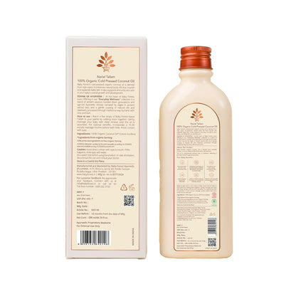 Baby Forest Narial Tailam Organic Cold Pressed Coconut Oil for Baby Skin & Hair Care | 100% Natural & Ayurvedic | Derma Safe & Cruelty-Free | Coconut Oil for Newborn Massage | 200ml