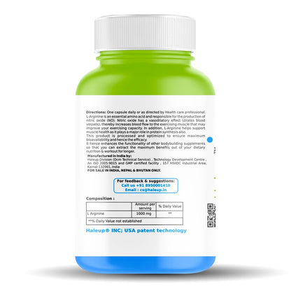Haleup L-Arginine 1000 mg Veg Capsules (Pack of 1 (60 Caps))