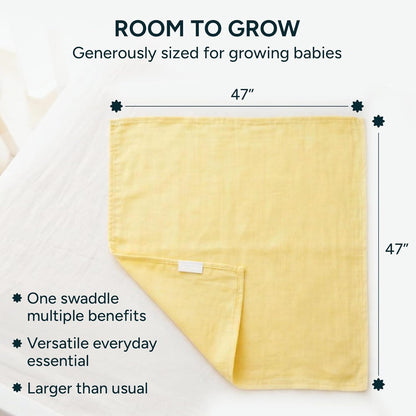 NINTARABABY Extra-Large Swaddle - 100% Organic Premium Muslin Cotton, 47" x 47" (119 cm x 119 cm), Ultra-Soft, Breathable & Lightweight, Multipurpose, Hypoallergenic, Gift for Newborn Girls