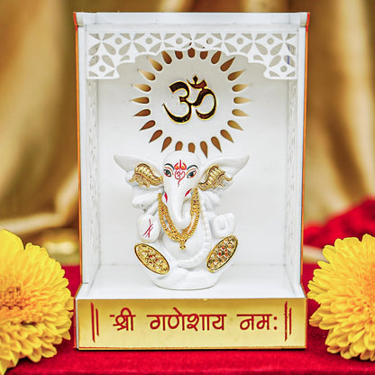 Ganpati Idol in Small Temple for Car Dashboard | Ganesha Mantapa Mandir for Gift | Vinayaka Idols for Home Decor | Ganesha Idol with Mandir for Office Desk Or Pooja Room | Car Ganesha Idols