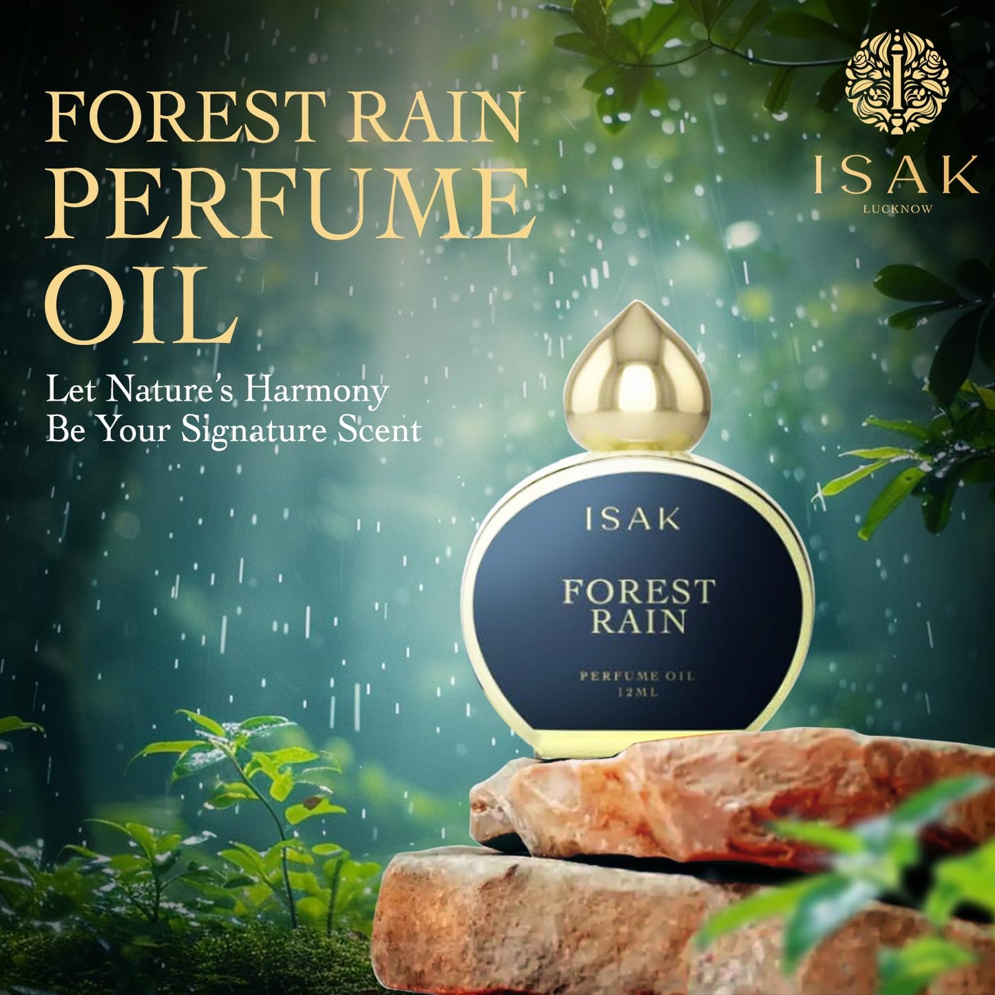 ISAK Forest Rain Attar 12ml | Unisex Alcohol-Free Perfume Oil | Long Lasting 8+ Hours | Petrichor, Amber & Musk Notes | Luxury Roll-On | Travel-Friendly