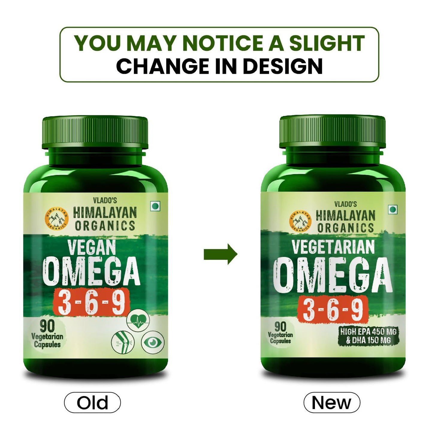 Vlado's Himalayan Organics Omega 3 6 9-2000mg/Serving I Vegetarian Omega 3 I Source from Flax Seed I Support Muscle,Bone,Heart & Skin - No Fish Burps Oil Used Capsules for Men & Women- 90 Capsules
